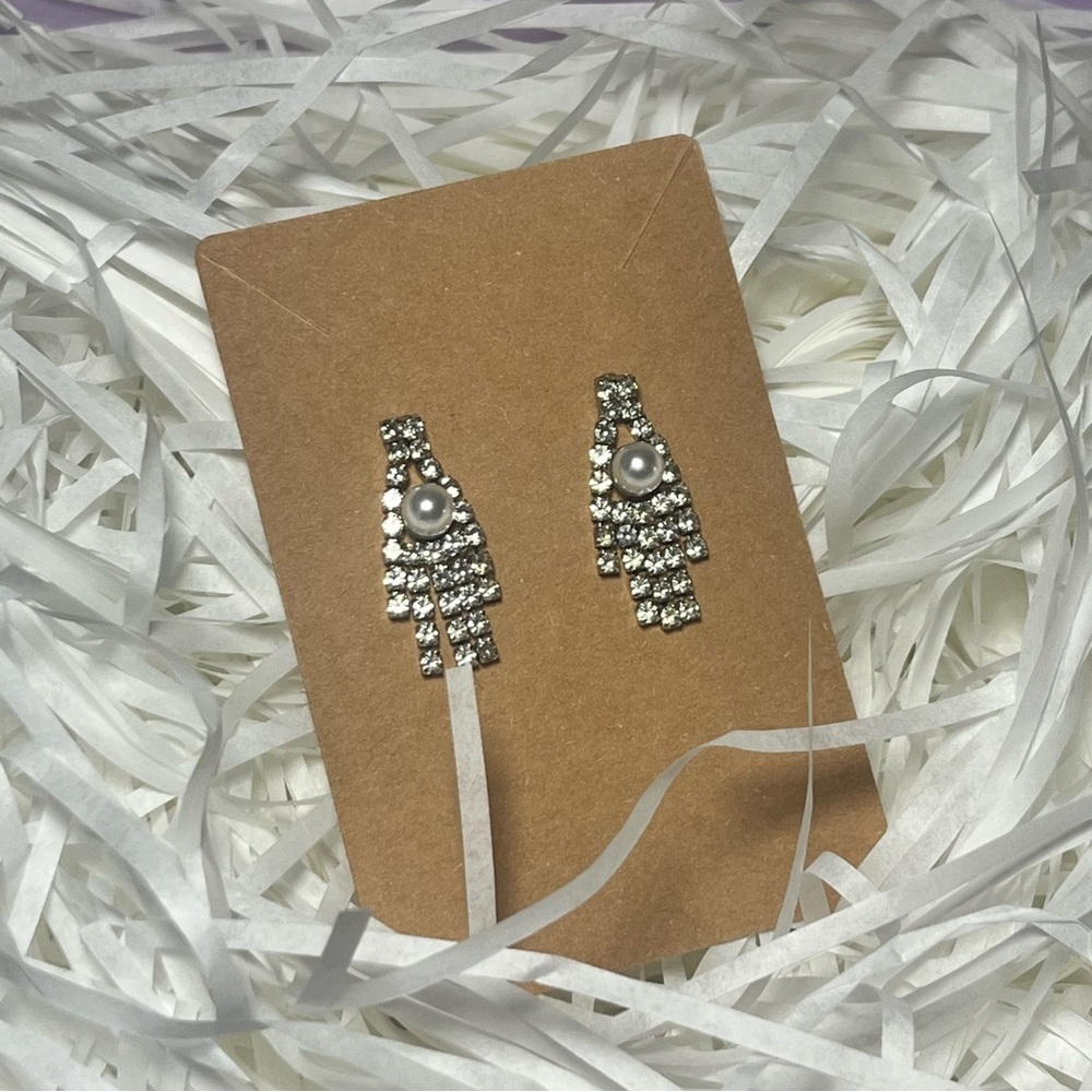 Silver and Pearl Rhinestone Earrings
